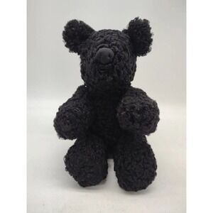 Vtg Handmade Black Teddy Bear Curly Fur Coat Jointed Stuffed Plush Soft Animal